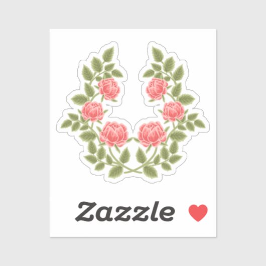 Oude Stof Roze Rozen Bloempatroon - Romantisch Sticker (Vel)