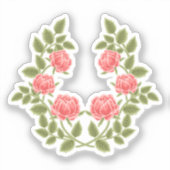 Oude Stof Roze Rozen Bloempatroon - Romantisch Sticker (Voorkant)