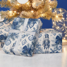 Oude Stofblauwe Kerst Toile Notenkraker