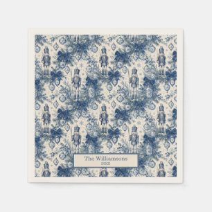 Oude Stofblauwe Kerst Toile Notenkraker Servet