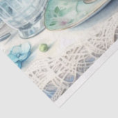 Oude stoffige blauwe bloemige theepartij tissuepap tissuepapier (Detail)