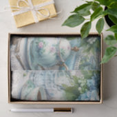 Oude stoffige blauwe bloemige theepartij tissuepap tissuepapier (Geschenk)