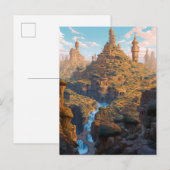 Oude Stone City Fantasy Art Briefkaart (Voorkant / Achterkant)