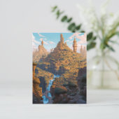 Oude Stone City Fantasy Art Briefkaart (Staand voorkant)