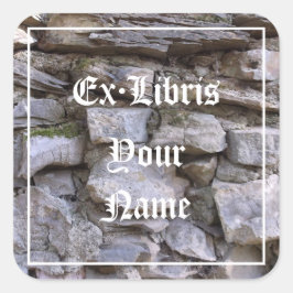 Oude Stone Wall Bladplaat Vierkante Sticker