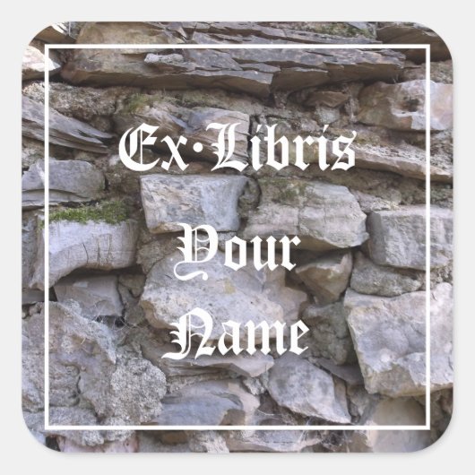 Oude Stone Wall Bladplaat Vierkante Sticker (Voorkant)