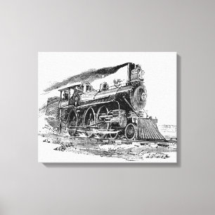 Oude stoomlocomotief canvas afdruk
