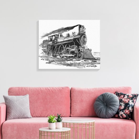 Oude stoomlocomotief canvas afdruk (Insitu (Woonkamer))