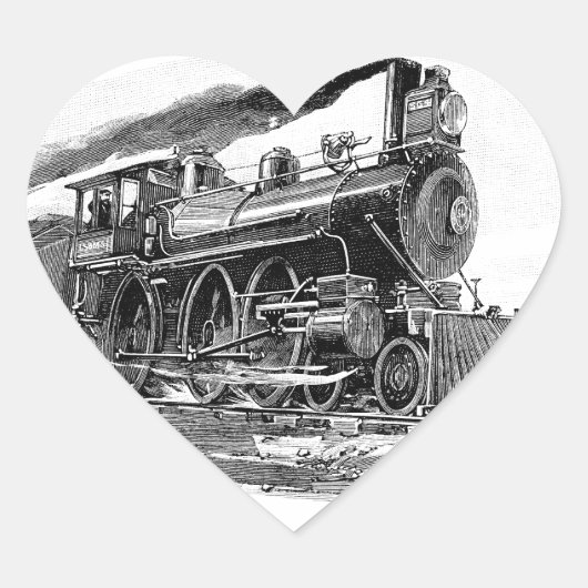 Oude stoomlocomotief hart sticker (Voorkant)