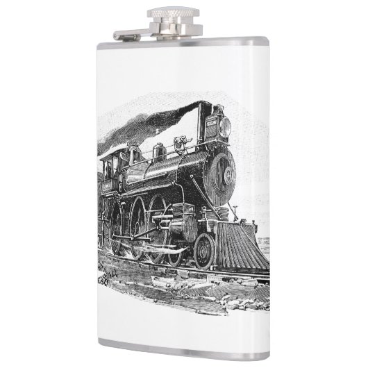 Oude stoomlocomotief heupfles (Links)