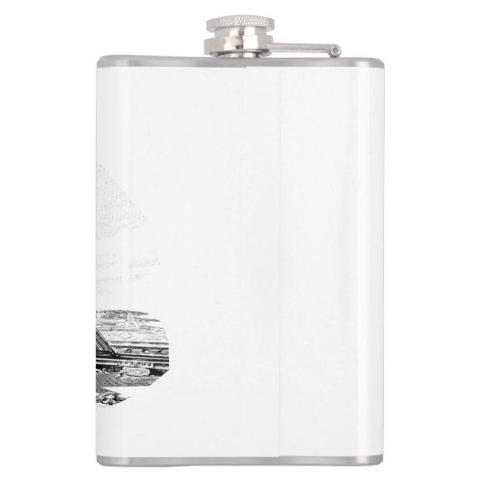 Oude stoomlocomotief heupfles (Achterkant)