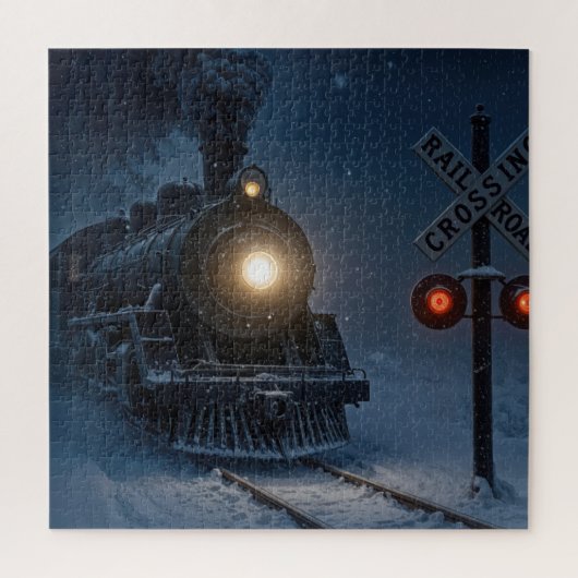 Oude Stoomlocomotief in de Winter Legpuzzel (Verticaal)