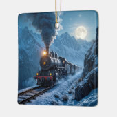 Oude Stoomlocomotief in het Maanlicht Keramisch Ornament (Links)