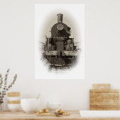 Oude stoomlocomotief poster (Keuken)