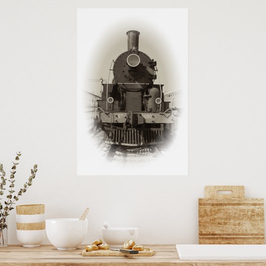 Oude stoomlocomotief poster (Keuken)