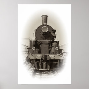 Oude stoomlocomotief poster