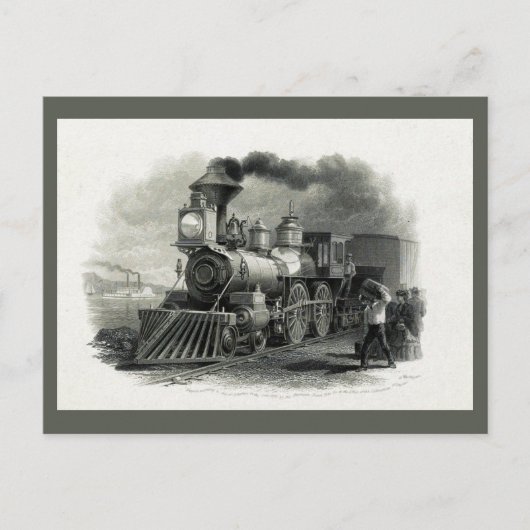 Oude stoomlocomotief trein briefkaart (Voorkant)