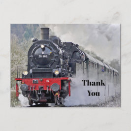Oude Stoomlocomotief Trein Foto Bedankt Briefkaart