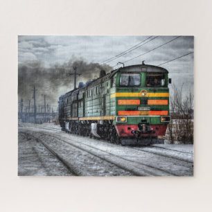 Oude Stoomlocomotief Trein Foto Moeilijk Legpuzzel