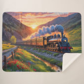 Oude stoomlocomotief trein Mountain Sunset Sherpa Deken (Voorkant (horizontaal))