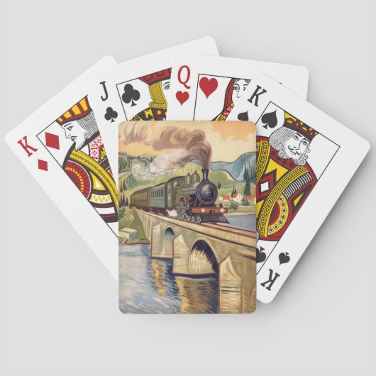 Oude stoommachine die brug schildert pokerkaarten (Achterkant)