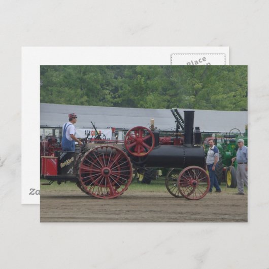 Oude stoommentractor briefkaart (Voorkant / Achterkant)