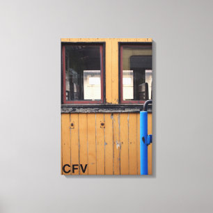 Oude stoomtrain Le Mastrou Yellow Wagon Canvas Afdruk