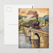 Oude stoomtrein die over brug rijdt briefkaart (Voorkant / Achterkant)
