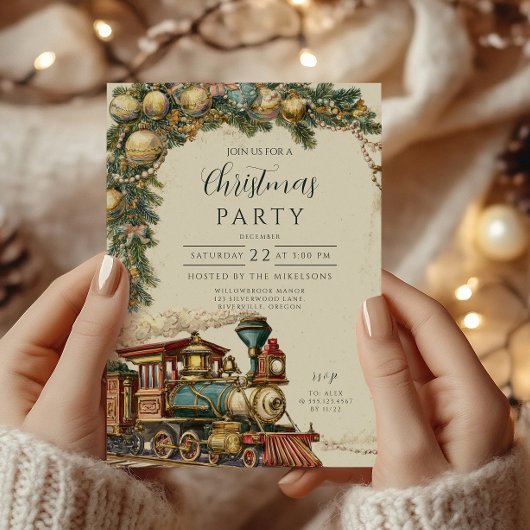 Oude Stoomtrein Kerstmis Kaart