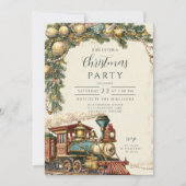Oude Stoomtrein Kerstmis Kaart (Voorkant)