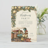 Oude Stoomtrein Kerstmis Kaart (Staand voorkant)