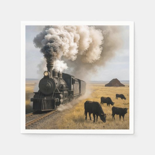 Oude Stoomtrein met Koeien Servet (Voorkant)