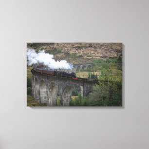 Oude stoomtrein op Glenfinnan Viaduct Canvas Afdruk