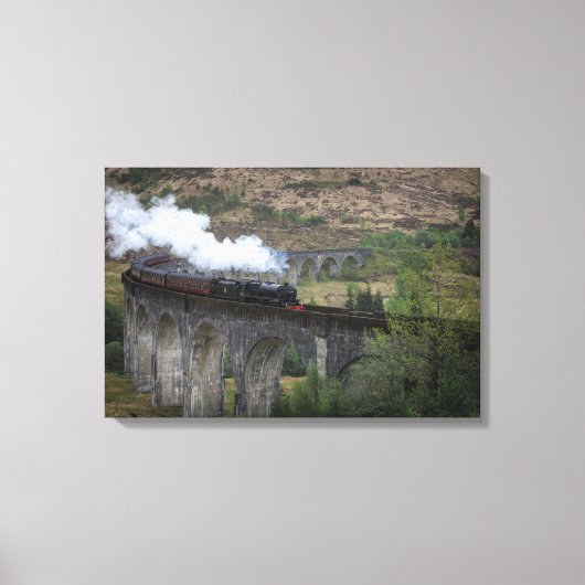 Oude stoomtrein op Glenfinnan Viaduct Canvas Afdruk (Voorkant)