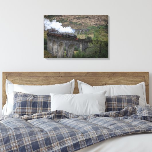 Oude stoomtrein op Glenfinnan Viaduct Canvas Afdruk (Insitu (Slaapkamer))