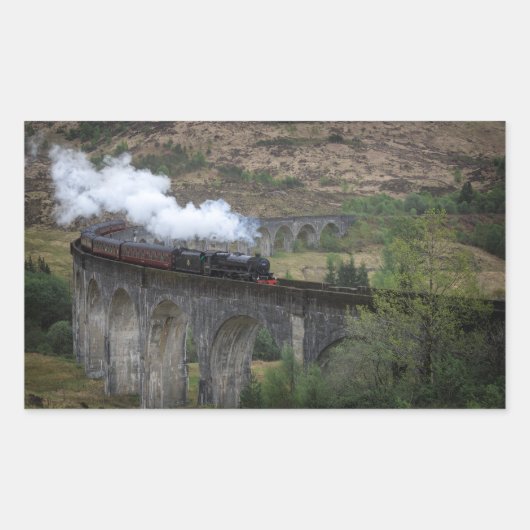 Oude stoomtrein op Glenfinnan Viaduct Rechthoekige Sticker (Voorkant)