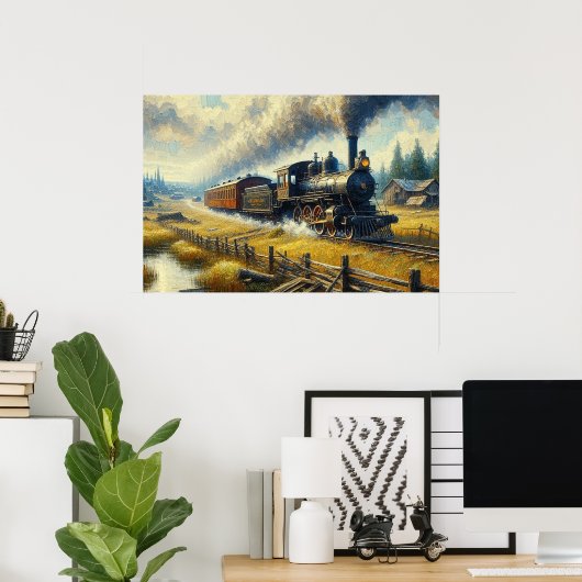 Oude stoomtrein poster (Thuiskantoor)