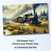 Oude stoomtrein poster