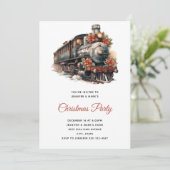 Oude stoomtrein traditioneel kerstfeest kaart (Staand voorkant)