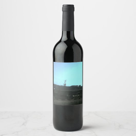 Oude stoomtrein wijn etiket (Voorkant)