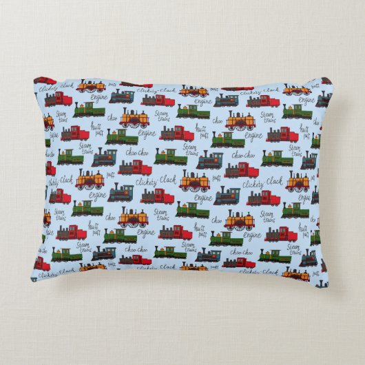 Oude stoomtreinen Klickety Clack Choo Puff Baby Bu Accent Kussen (Achterkant)