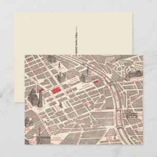 Oude straatkaart van Florence ansichtkaart Briefkaart