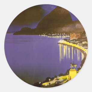 Oude strand bij nacht in Rio De Janeiro, Brazilië Ronde Sticker