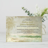 oude strand bruiloft uitnodigingen (Staand voorkant)