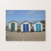 oude strandhutten en blauwe hemel Engelstalige fot Legpuzzel (Horizontaal)