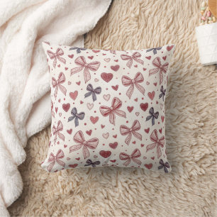 Oude strik en hart decoratieve kussenhoes kussen