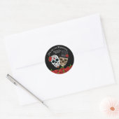 Oude Suiker Schedels Rode Rozen Ronde Sticker (Envelop)