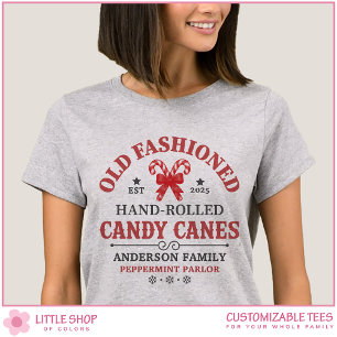 Oude Suikerstok Aanpasbaar Familie Kerstmis T-shirt