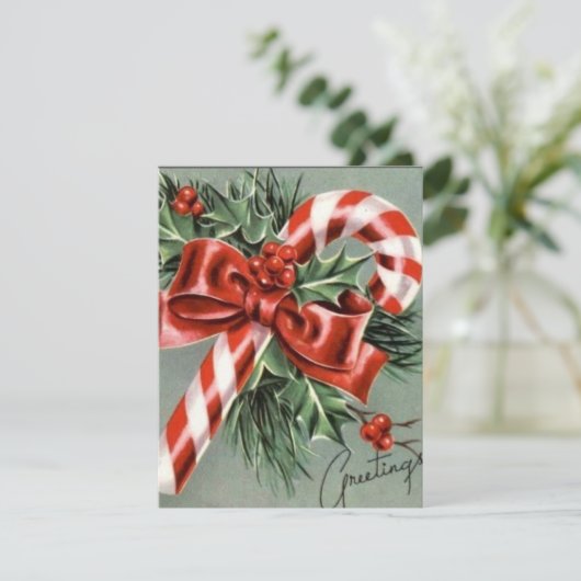 Oude suikerstok  feestdagenkaart (Staand voorkant)