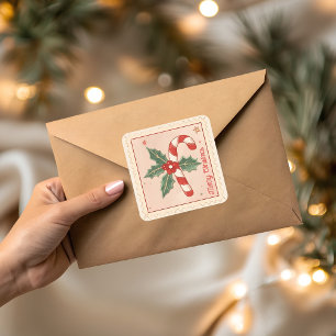 Oude Suikerstok Kerstmis Vierkante Sticker